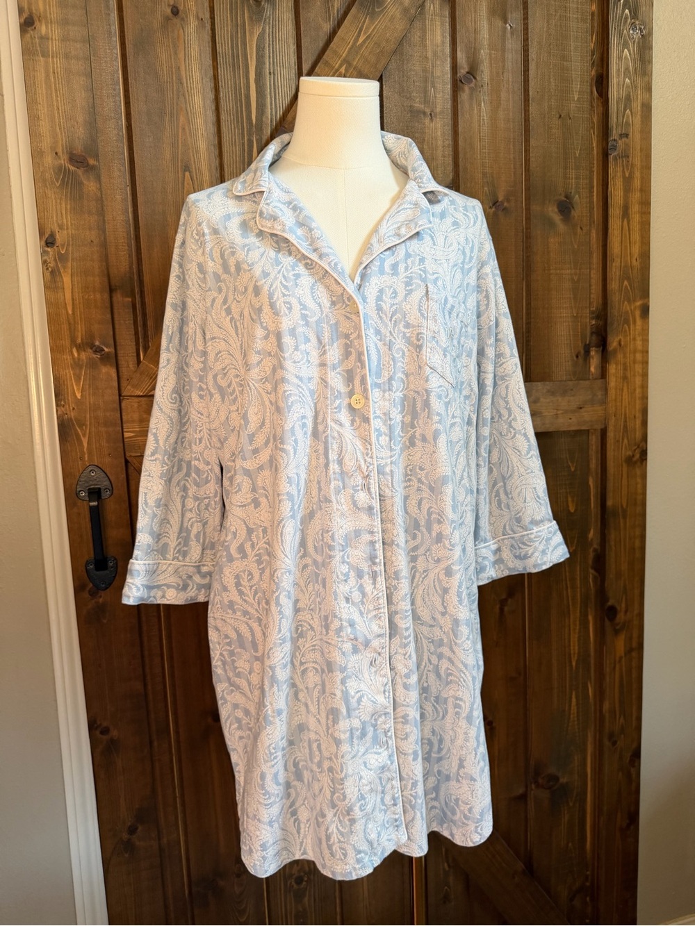 Lauren Ralph Lauren Sleepshirt Blue/White Paisley Cottagecore Pajama NightgownXL